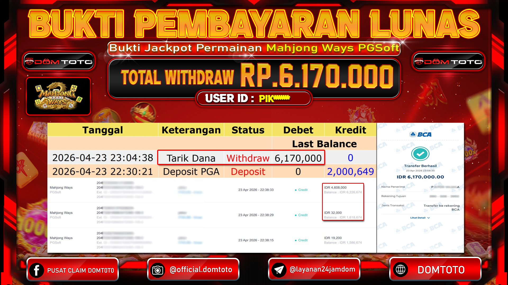 JACKPOT SLOT Mahjong Ways PGSoft 23 APRIL 2026